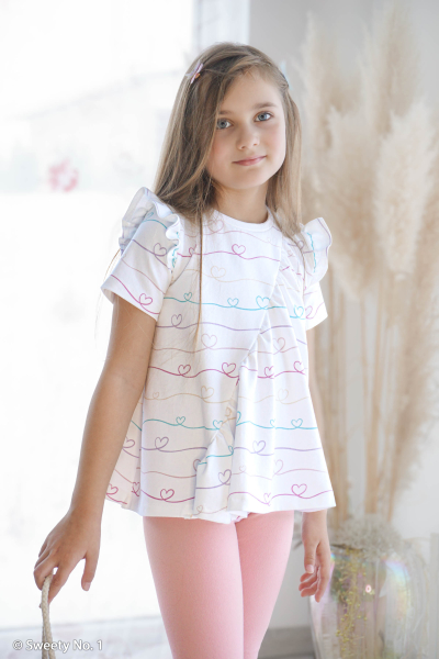 Jersey Scribble Hearts bunt weiß